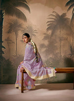 Thumbnail for Monjolika Fashion Silk Floral Pattern Zari Work Lavender Contemporary Saree