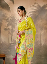 Thumbnail for Monjolika Fashion Silk Floral Pattern Zari Work Pear Contemporary Saree
