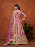 Thumbnail for Monjolika Fashion Net Pink Embroidered Designer Lehenga Choli