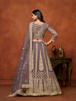Thumbnail for Monjolika Fashion Net Purple Embroidered Designer Lehenga Choli