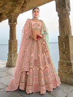 Thumbnail for Monjolika Fashion Light Pink Silk Embroidered Sequins Thread And Zari Work Bridal Trendy Lehenga Choli
