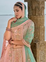 Thumbnail for Monjolika Fashion Light Pink Silk Embroidered Sequins Thread And Zari Work Bridal Trendy Lehenga Choli