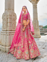 Thumbnail for Monjolika Fashion Rani Pink Silk Embroidered Sequins Thread And Zari Work Bridal Trendy Lehenga Choli