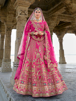 Thumbnail for Monjolika Fashion Rani Pink Silk Embroidered Sequins Thread And Zari Work Bridal Trendy Lehenga Choli