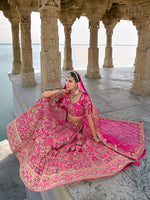 Thumbnail for Monjolika Fashion Rani Pink Silk Embroidered Sequins Thread And Zari Work Bridal Trendy Lehenga Choli