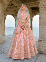 Thumbnail for Monjolika Fashion Light Pink Silk Embroidered Sequins Thread And Zari Work Bridal Trendy Lehenga Choli