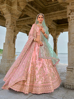 Thumbnail for Monjolika Fashion Light Pink Silk Embroidered Sequins Thread And Zari Work Bridal Trendy Lehenga Choli