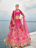 Thumbnail for Monjolika Fashion Rani Pink Silk Embroidered Sequins Thread And Zari Work Bridal Trendy Lehenga Choli