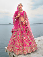 Thumbnail for Monjolika Fashion Rani Pink Silk Embroidered Sequins Thread And Zari Work Bridal Trendy Lehenga Choli