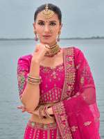 Thumbnail for Monjolika Fashion Rani Pink Silk Embroidered Sequins Thread And Zari Work Bridal Trendy Lehenga Choli