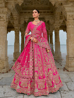 Thumbnail for Monjolika Fashion Rani Pink Silk Embroidered Sequins Thread And Zari Work Bridal Trendy Lehenga Choli