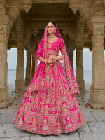 Thumbnail for Monjolika Fashion Rani Pink Silk Embroidered Sequins Thread And Zari Work Bridal Trendy Lehenga Choli