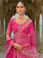 Thumbnail for Monjolika Fashion Rani Pink Silk Embroidered Sequins Thread And Zari Work Bridal Trendy Lehenga Choli