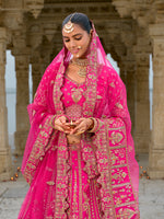 Thumbnail for Monjolika Fashion Rani Pink Silk Embroidered Sequins Thread And Zari Work Bridal Trendy Lehenga Choli