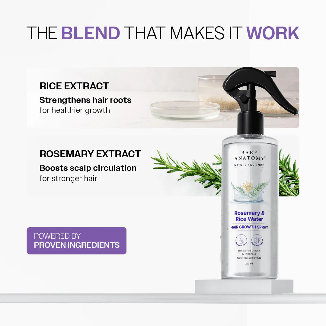 Bare Anatomy Rosemary & Rice Water Hair Growth Spray - Distacart