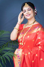 Thumbnail for Jyoti Fashion Women's Red Paithani Silk Zari Woven Saree with Blouse - Distacart
