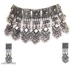 Thumbnail for Tehzeeb Creations Women's Silver Colour Oxidised Necklace Set With Mirror Work - Distacart