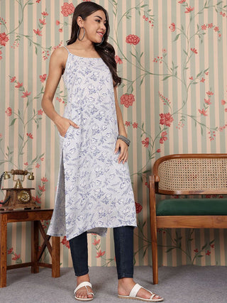 Ode by House of Pataudi Women Floral Printed Thread Work Kurta - Distacart