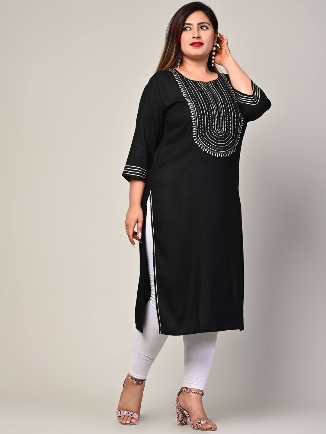 Swasti Women Black & black chocolate Yoke Design Floral Kurta - Distacart