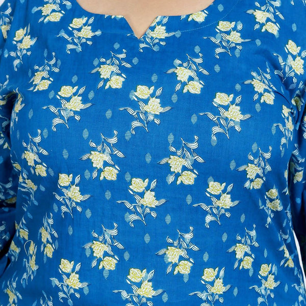 Swasti Women Floral Printed Regular Sequinned Pure Cotton Kurta with Trousers & With Dupatta - Distacart