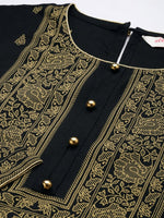 Thumbnail for All About You Women Black & Mustard Yellow Printed Kurta with Trousers - Distacart