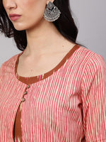 Thumbnail for Aks Striped Cotton Kurta With Jacket - Distacart