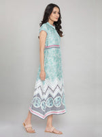Thumbnail for AURELIA Green Floral Printed A-Line Maxi Dress