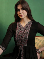 Thumbnail for Sangria Embroidered A-Line Silk Kurta With Palazzo Set