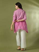 Thumbnail for Myshka Women's Pink Embellished Cotton Gathered Party Empire Top - Distacart