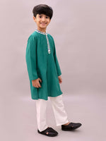 Thumbnail for Lil Drama Shor-Gul Green Kurta Pyjama Set For Boys