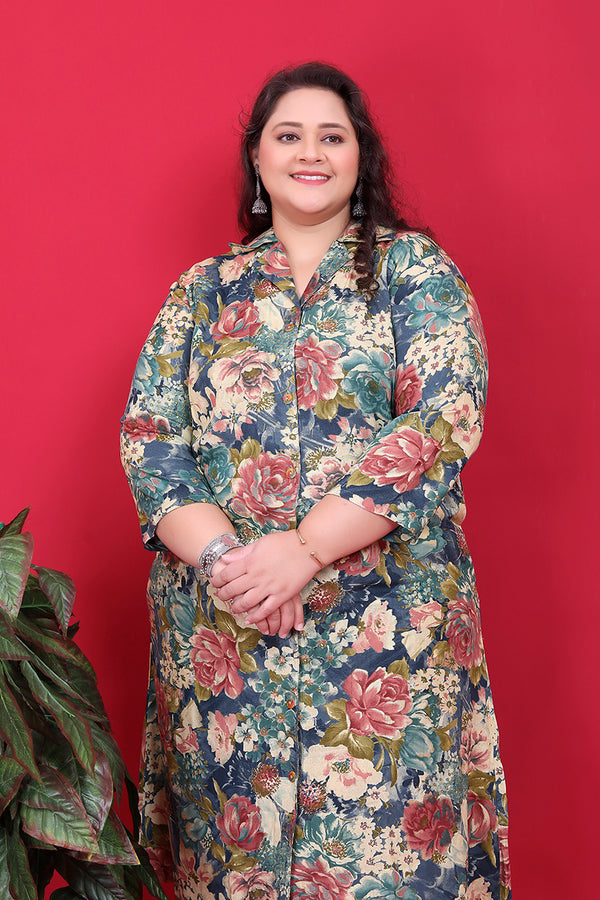 Monjolika Fashion Multicolor Rayon Floral Print Classic Co-Ord Set