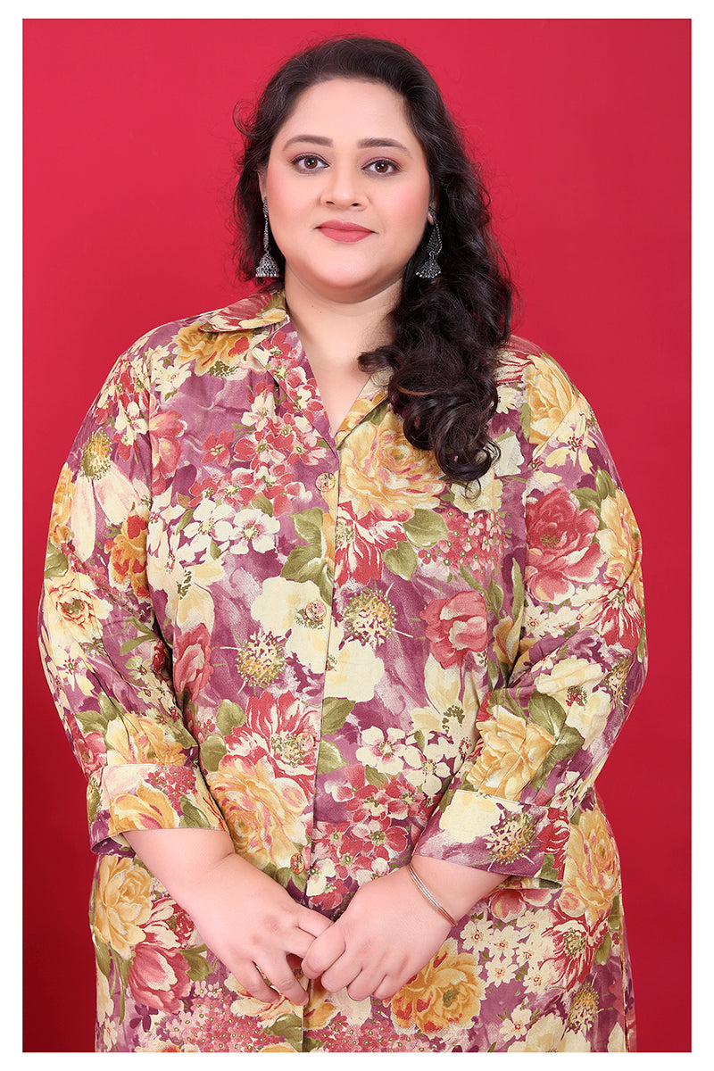 Monjolika Fashion Multicolor Rayon Floral Print Classic Co-Ord Set