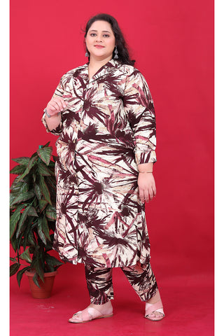 Monjolika Fashion Maroon Colour Rayon Floral Print Classic Co-Ord Set