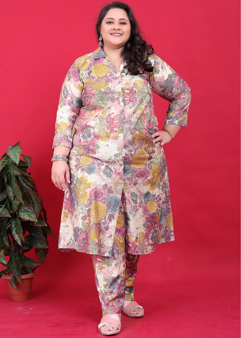 Monjolika Fashion Multicolor Rayon Floral Print Classic Co-Ord Set