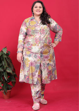 Monjolika Fashion Multicolor Rayon Floral Print Classic Co-Ord Set