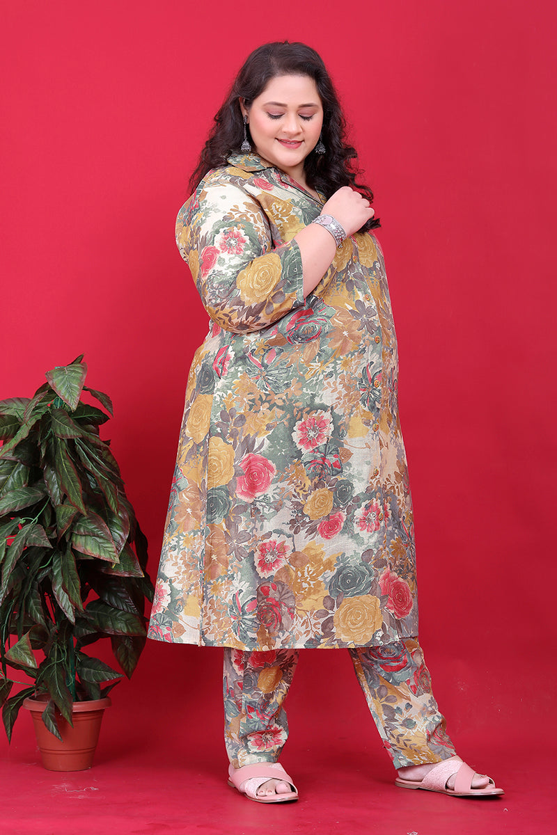 Monjolika Fashion Multicolor Rayon Floral Print Classic Co-Ord Set