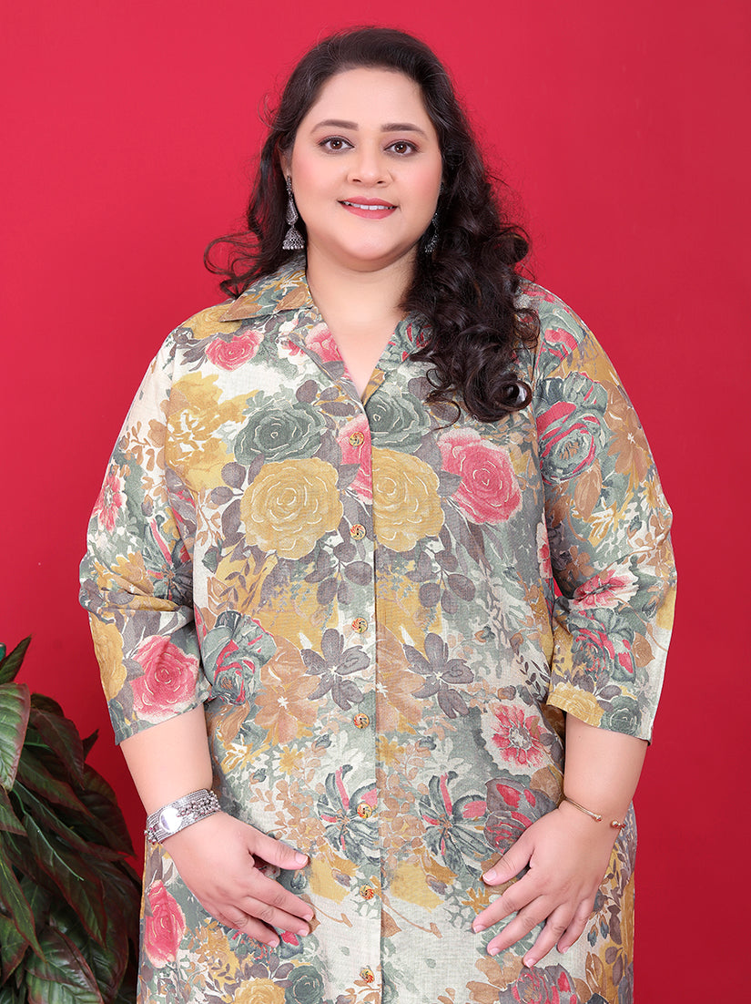 Monjolika Fashion Multicolor Rayon Floral Print Classic Co-Ord Set