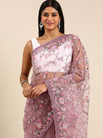 Thumbnail for kasee Floral Embroidered Net Saree - Distacart