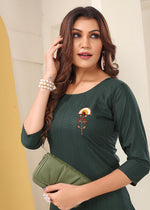 Thumbnail for Monjolika Fashion Dark Grey Vision Silk With Handmade Embroidery Kurti