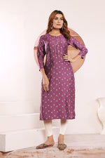 Thumbnail for Monjolika Fashion Lavender Viscose Maslin Print With Pocket Stylish Kurti