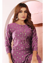 Thumbnail for Monjolika Fashion Lavender Viscose Maslin Print With Pocket Stylish Kurti
