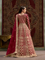 Thumbnail for Monjolika Fashion Maroon Color Embroidered Santoon Net Salwar Suit