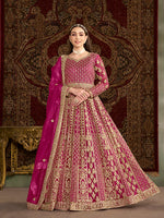 Thumbnail for Monjolika Fashion Rani-Pink Color Embroidered Santoon Net Salwar Suit