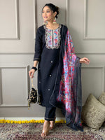 Thumbnail for The52 Viscose Fabric work Straight cut Kurta, Pant and Dupatta Set