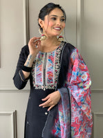 Thumbnail for The52 Viscose Fabric work Straight cut Kurta, Pant and Dupatta Set