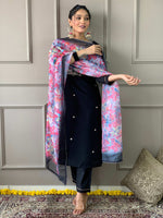 Thumbnail for The52 Viscose Fabric work Straight cut Kurta, Pant and Dupatta Set
