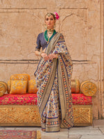 Thumbnail for Monjolika Fashion Viscose Silk Cream Printed Classic Saree