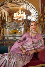 Thumbnail for Monjolika Fashion Mauve Tussar Silk Digital Print Zari Border Contemporary Saree