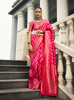 Thumbnail for Monjolika Fashion Viscose Silk Rani Pink Weaving Jaal Designer Saree