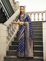 Thumbnail for Monjolika Fashion Viscose Silk Navy Blue Weaving Jaal Designer Saree